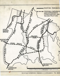 Image of a map of Bronx Parkways and Expressways, both current and planned.