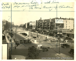 Image of construction and cars and horses as an underpass is being built.